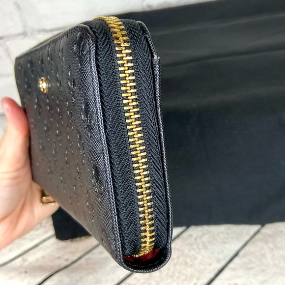 Patrick Cox fleur de lis black leather zippy zip around long wallet *new* - Picture 5 of 16